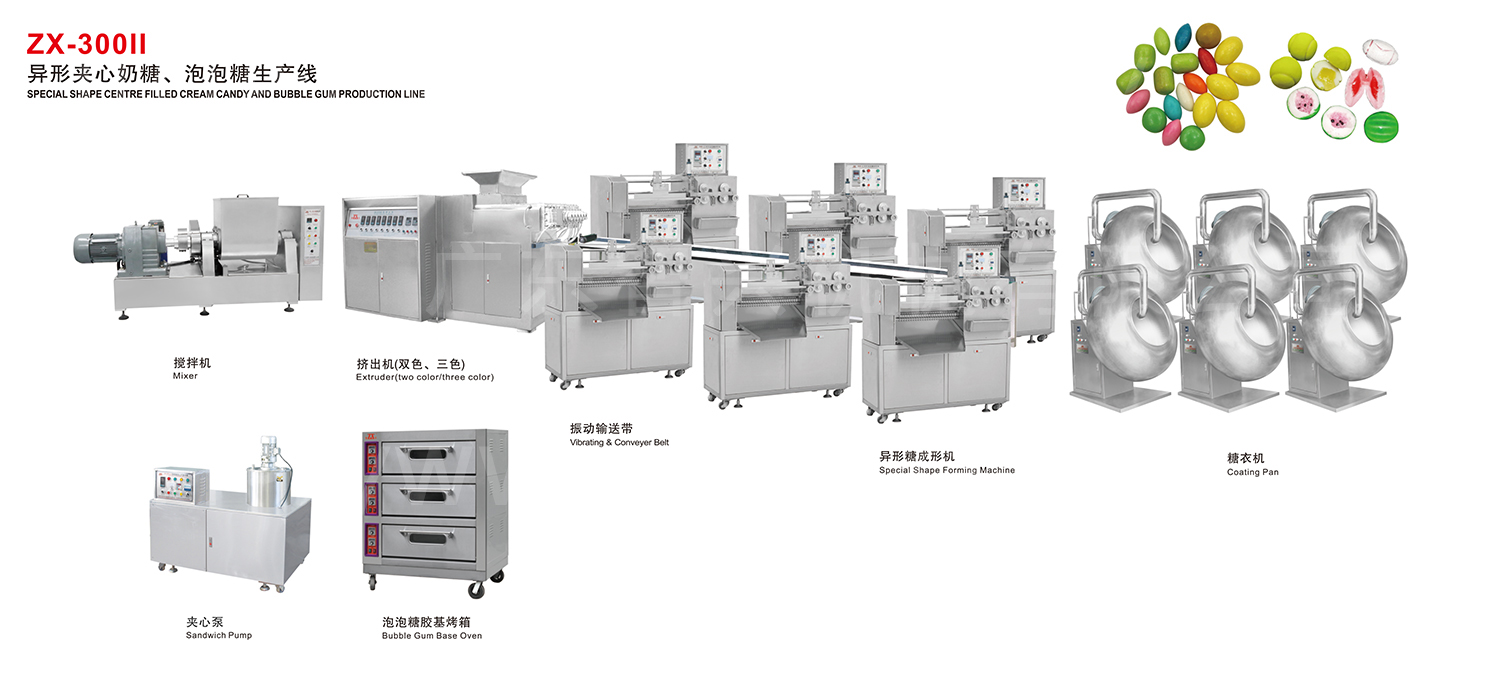 ZX-300II 异形夹心奶糖、泡泡糖生产线