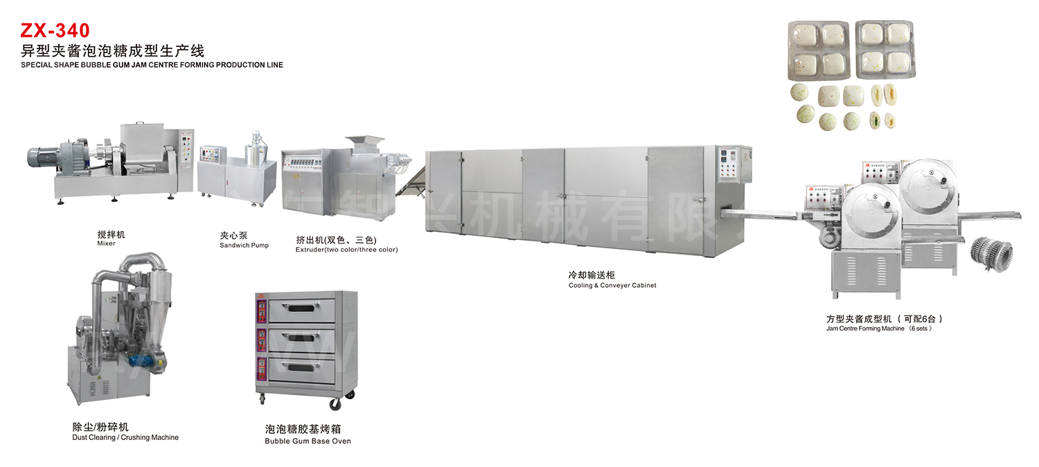 ZX-340 异型夹酱泡泡糖成型生产线